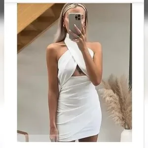 オールインワン・サロペット Off-White Stretch Leather Mini Dress Zara | Dresses | Zara White Halter Mini Dress Size M | Poshmark